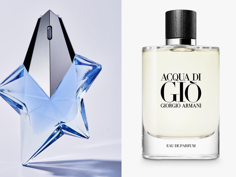 Mugler’s Angel and Armani’s Acqua di Gio are the most popular nineties fragrances among shoppers