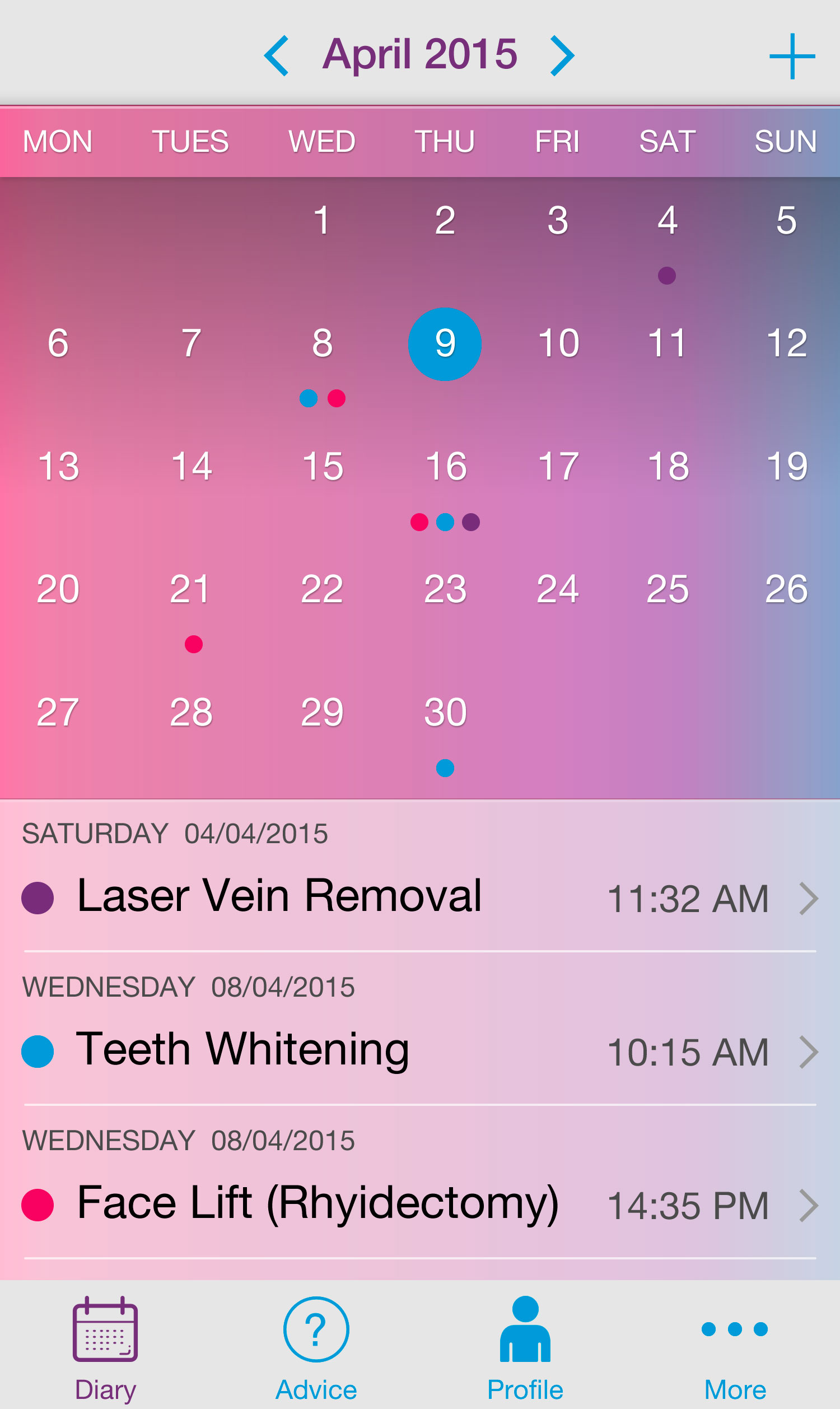 Users can schedule and keep track of procedures