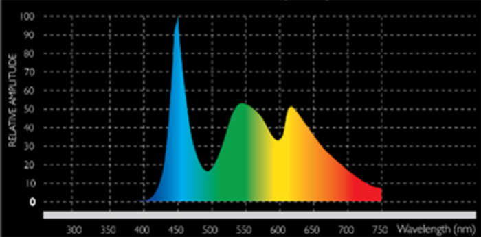 Figure 2: Average spectrum of visible radiation emitted by screens