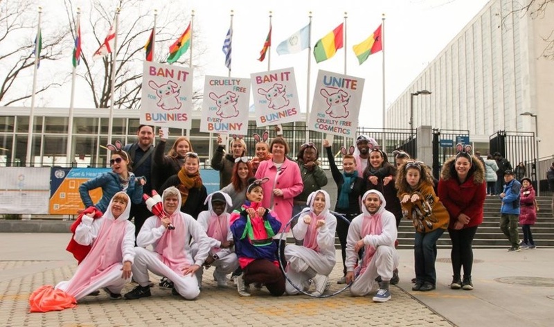 <strong>FLASH MOB</strong>: Cruelty Free International outside the United Nations headquarters in New York last week
