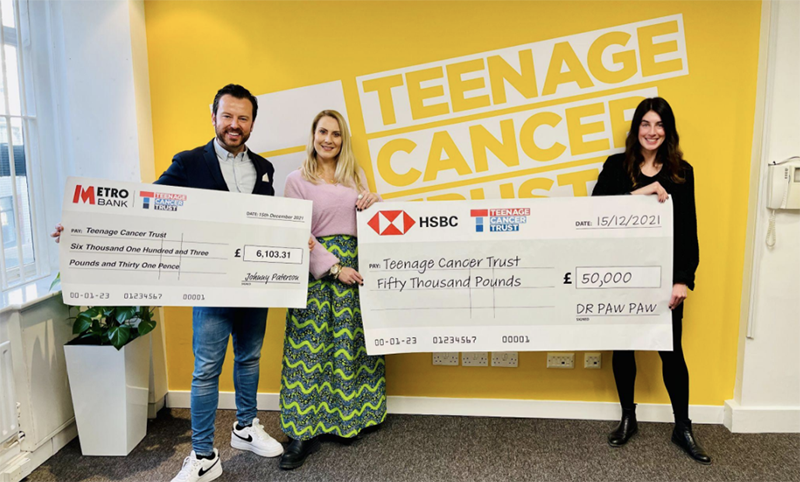 Dr.PAWPAW founders Johnny and Pauline Paterson & Stefanie Allen from Teenage Cancer Trust