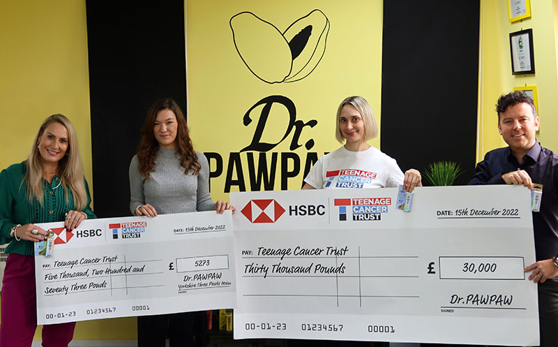 Dr.PAWPAW donates a further £35,273 to Teenage Cancer Trust