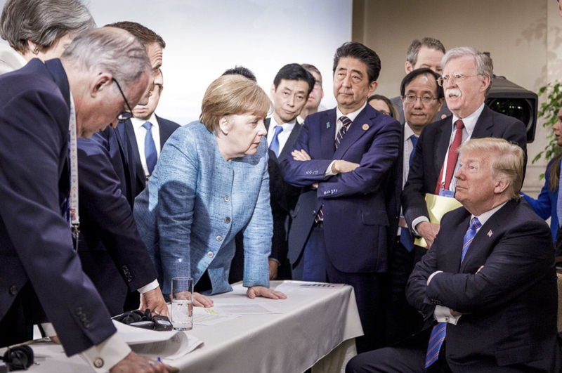 There has been mounting tensions between Trump, Merkel and other G-7 leaders over trade disputes / via Getty Images