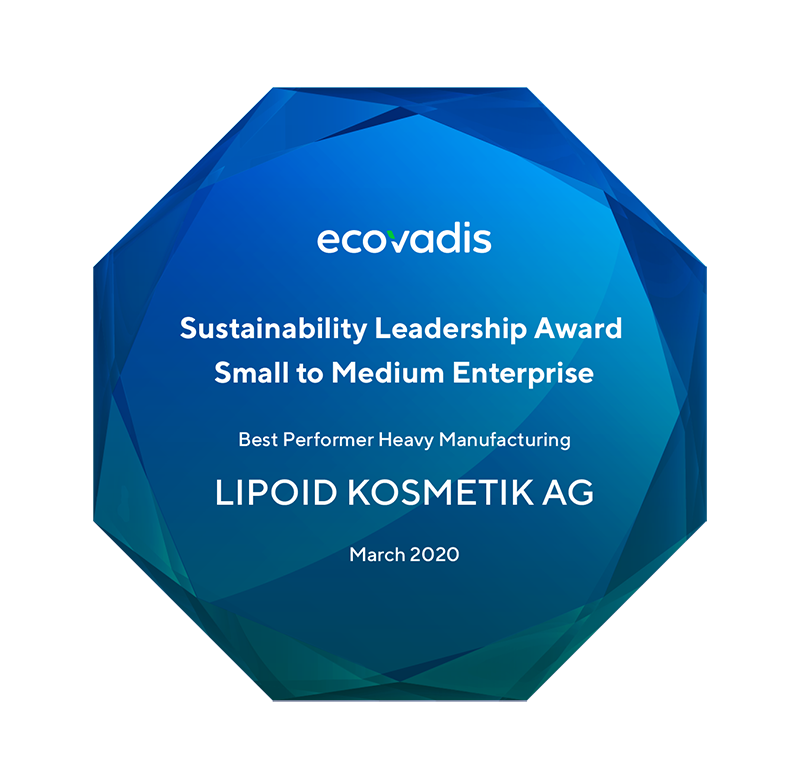 Lipoid Kosmetik AG honored with Best Performer Award for Sustainability Excellence by EcoVadis