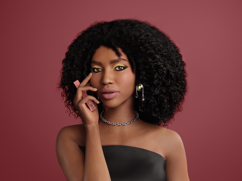 Digital avatar Chelsea embodies dusty rose lipstick shade American Woman