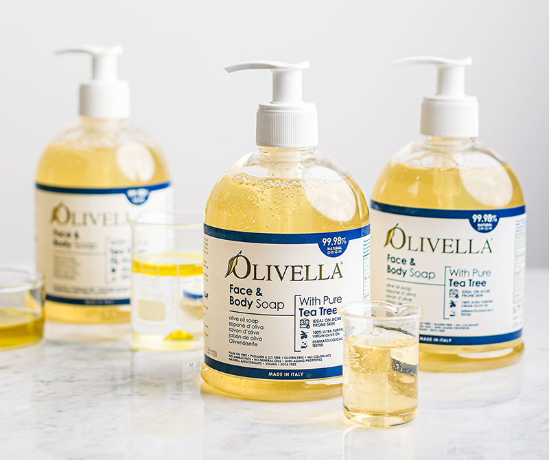 Olivella invests in 500,000 olive trees and launches a new face and body liquid soap for acne-prone skin