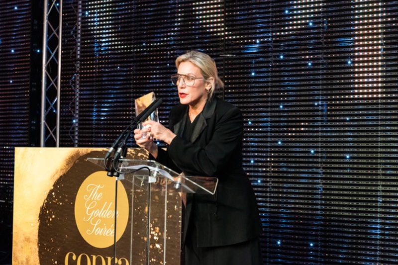 Millie Kendall talking at the COPRA Awards