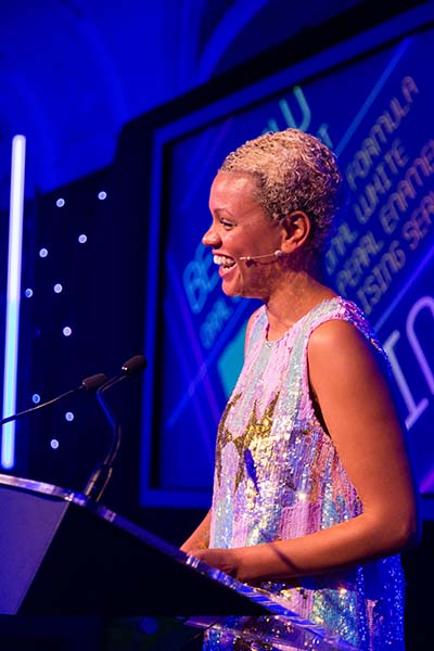 Gemma Cairney was the host at this year's neon-glam-themed ceremony