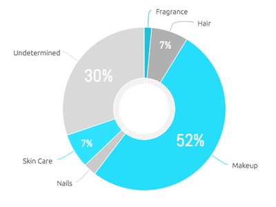 Breakdown of categories mentioned in posts about Sephora