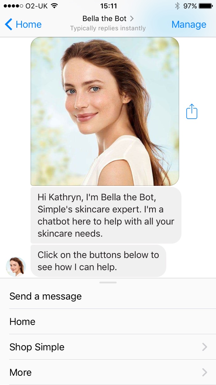 Superdrug's bot Bella