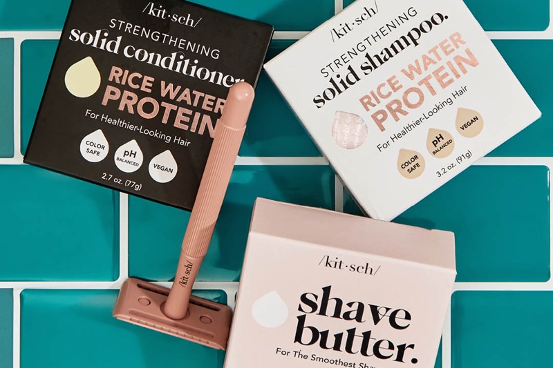 The key ingredient in Kitsch's solid shampoo and conditioner is rice water protein