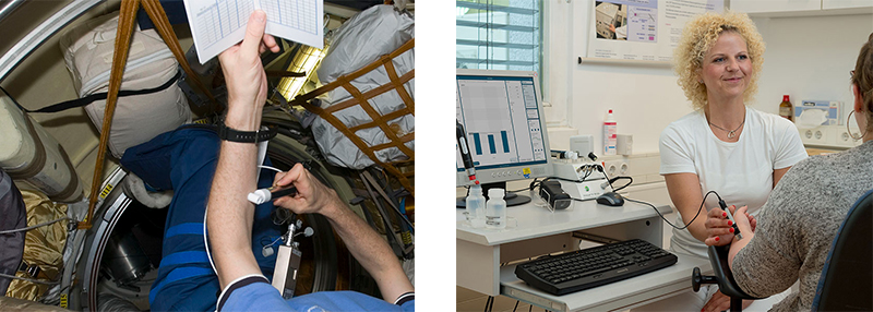 Left: Tewameter® in Space. Right: Corneometer® in Lab