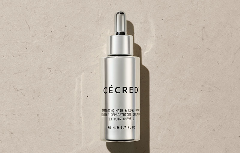 Cécred’s bestselling product is Edge Drops, a serum clinically tested to deliver 1.5x visibly denser hair and address signs of shedding