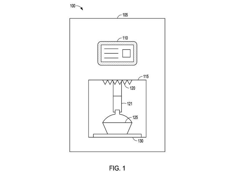 One of the design drawings of the refilling station in Coty's patent
