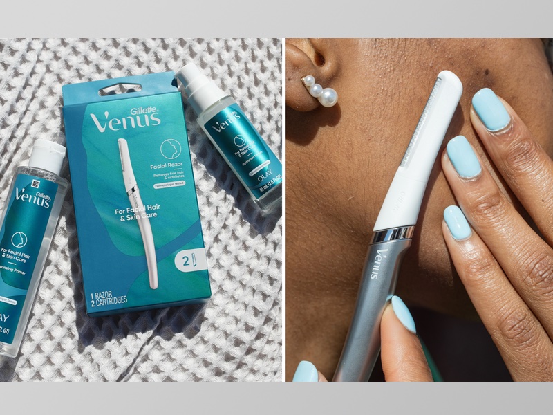The Venus for Facial Hair & Skin Care Collection comprises a Cleansing Primer, Dermaplaning Razor and Hydrating Serum