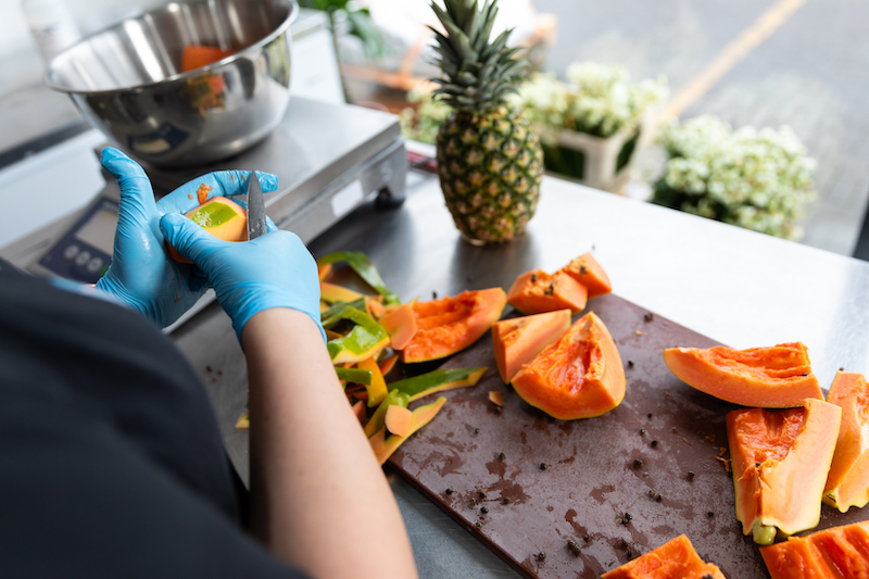 Lush uses fresh fruits and vegetables to create its products