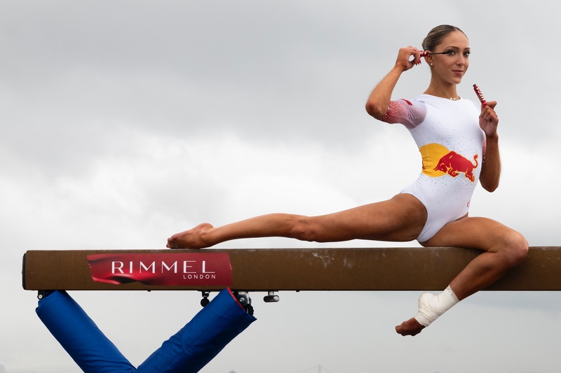 Rimmel partnered with Red Bull and All-American gymnast Lily Smith on a high stakes stunt for its Thrill Seeker franchise